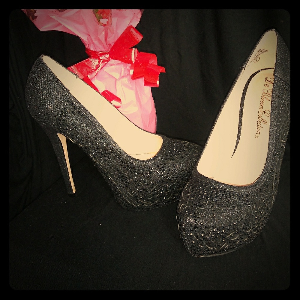 Brand New Black Rhinestone Heels